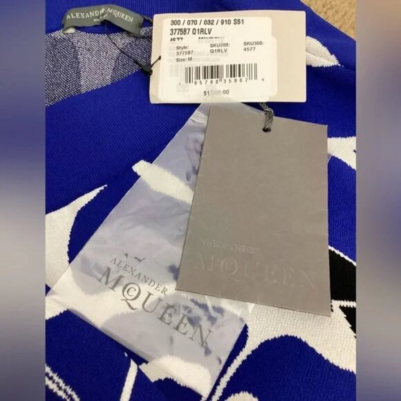 NWT Alexander McQueen Flower Collage Jacquard Skirt Set Blue Black Size M - Picture 4 of 4